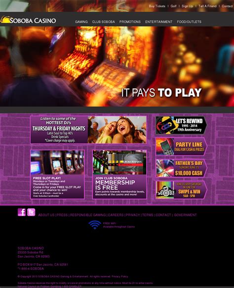 soboba casino free slot play coupons